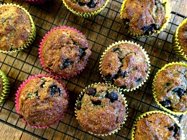 Banana-blueberry muffins